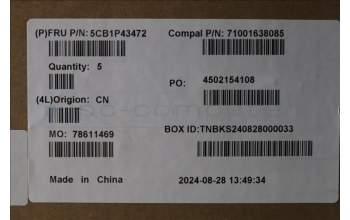 Lenovo 5CB1P43472 C-Cover with keyboard, Greek, Cloud Grey, Backlight, FingerPrint, US