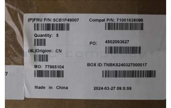 Lenovo 5CB1P49007 C-Cover with keyboard, Hebrew, Cloud Grey, Backlight, Non-Fingerprint, US