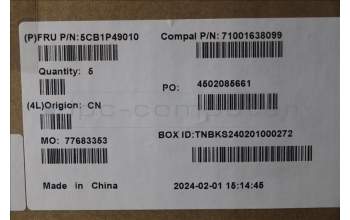 Lenovo 5CB1P49010 C-Cover with keyboard, UK English, Cloud Grey, Backlight, Non-Fingerprint, UK