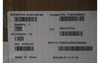 Lenovo 5CB1P49184 C-Cover with keyboard, French, Abyss Blue, Backlight, FingerPrint, US