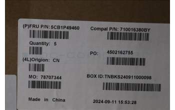 Lenovo 5CB1P49460 C-Cover with keyboard, Portuguese, Cloud Grey, Non-Backlight, FingerPrint, UK