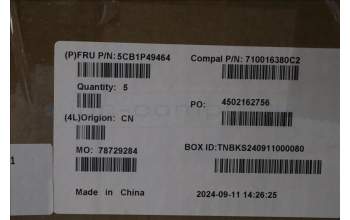 Lenovo 5CB1P49464 C-Cover with keyboard, French, Cloud Grey, Non-Backlight, FingerPrint, US