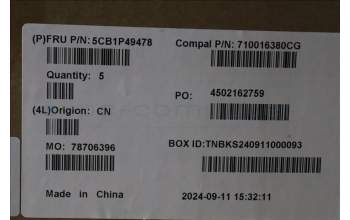 Lenovo 5CB1P49478 C-Cover with keyboard, US English Euro, Cloud Grey, Non-Backlight, Non-FingerPrint, US