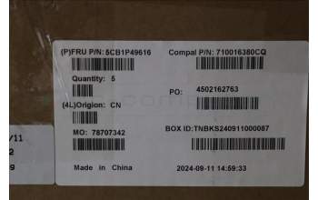 Lenovo 5CB1P49616 C-Cover with keyboard, Spanish, Cloud Grey, Non-Backlight, Non-FingerPrint, UK