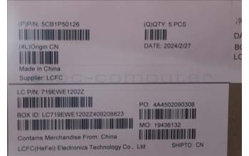 Lenovo 5CB1P50126 C-Cover with keyboard, French, Grey, RGB Backlight, US