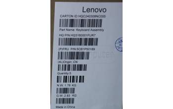 Lenovo 5CB1P50189 Tastatur inkl. Topcase ASM GER H83E2 TT PST