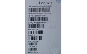 Lenovo 5CB1P50207 Tastatur inkl. Topcase ASM UK H83E2 TT PST