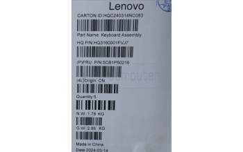 Lenovo 5CB1P50216 Tastatur inkl. Topcase ASM BUL H83E2 LG PST