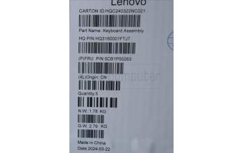 Lenovo 5CB1P50263 C-Cover with keyboard,Italian,Luan Grey