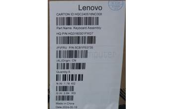 Lenovo 5CB1P53735 C-Cover with keyboard, Belgian, Luna Grey, Puresight Logo, UK