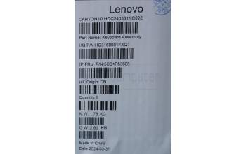 Lenovo 5CB1P53806 C-Cover with keyboard,English,Luan Grey,Puresight Logo