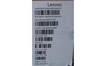 Lenovo 5CB1P53899 C-Cover with keyboard, German, Luna Grey, UK