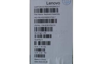 Lenovo 5CB1P54131 C-Cover with keyboard,Spanish,Luan Grey,Puresight Logo