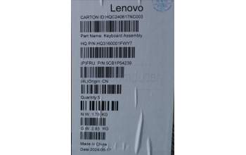 Lenovo 5CB1P54239 C-Cover with keyboard,Ukraine,Luan Grey,Puresight Logo