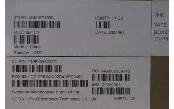 Lenovo 5CB1P71892 C-Cover with keyboard, US English Euro, Black, Non-Fingerprint, US