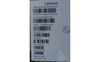 Lenovo 5CB1P74351 C-Cover with keyboard,US English Euro,Luan Grey,FingerPrint