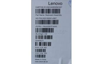 Lenovo 5CB1P74353 Tastatur inkl. Topcase ASM_BUL H 83KX FP LG
