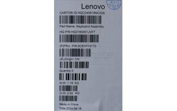 Lenovo 5CB1P74770 C-Cover with keyboard, Spanish, Luna Grey, Puresight Logo, UK