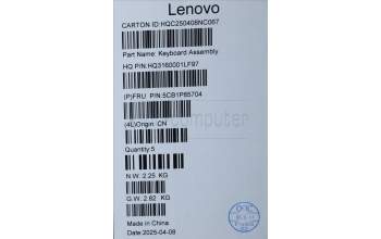 Lenovo 5CB1P85704 C-Cover with keyboard, Greek, Luna Grey, FingerPrint, US
