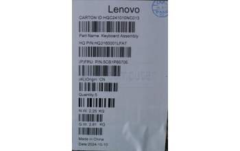 Lenovo 5CB1P85705 C-Cover with keyboard, Hebrew, Luna Grey, FingerPrint, US