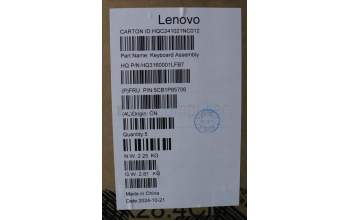 Lenovo 5CB1P85706 C-Cover with keyboard, Hungarian, Luna Grey, FingerPrint, UK