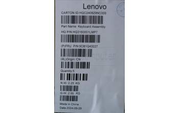 Lenovo 5CB1Q43227 Tastatur inkl. Topcase ASM UK H 83GH FP LG