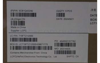 Lenovo 5CB1Q43290 C-Cover with keyboard, English, Luna Grey, Non-Backlight, US