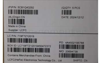 Lenovo 5CB1Q43292 C-Cover with keyboard, Italian, Luna Grey, Non-Backlight, UK