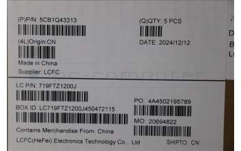 Lenovo 5CB1Q43313 C-Cover with keyboard, Switzerland, Luna Grey, Non-Backlight, UK