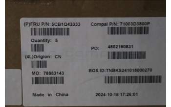 Lenovo 5CB1Q43333 C-Cover with AI keyboard, Hebrew, Cloud Grey, Backlight, Fingerprint, US