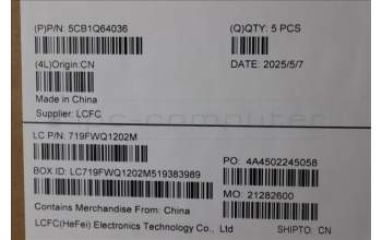 Lenovo 5CB1Q64036 C-Cover with keyboard, Hebrew, Luna Grey, Non-Backlight, US