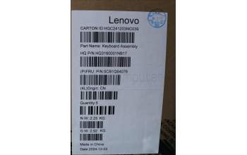 Lenovo 5CB1Q64076 C-Cover with keyboard, Slovenian, Luna Grey, Backlight, UK