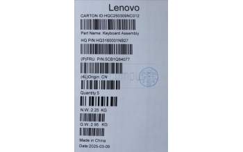 Lenovo 5CB1Q64077 C-Cover with keyboard, Spanish, Luna Grey, Backlight, UK