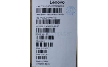 Lenovo 5CB1Q64107 C-Cover with keyboard, Spanish, Luna Grey, Non-Backlight, UK