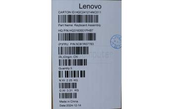 Lenovo 5CB1R07783 C-Cover with keyboard, Switzerland, Luna Grey, Non-Backlight, 3CELL, UK