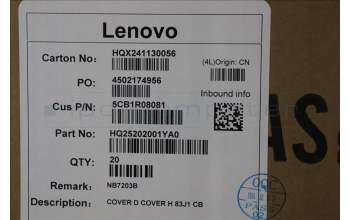 Lenovo 5CB1R08081 D-Cover, 83J1, Cosmic Blue