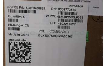 Lenovo 5CB1R08867 C-Cover with keyboard, Ukraine, Arctic Grey, Backlight, H-series, US