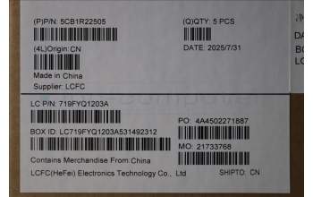 Lenovo 5CB1R22505 C-Cover with keyboard, Belgian, Luna Grey, Backlight, UK