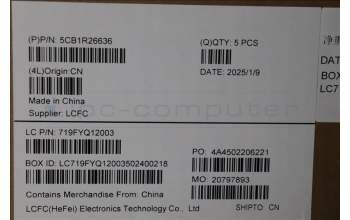 Lenovo 5CB1R26636 C-Cover with keyboard, English, Luna Grey, Non-Backlight, US