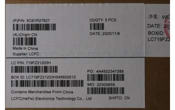 Lenovo 5CB1R27627 C-Cover with keyboard, Russian, Luna Grey, Backlight, US