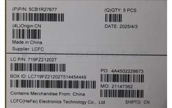 Lenovo 5CB1R27677 C-Cover with keyboard, German, Luna Grey, Non-Backlight, UK