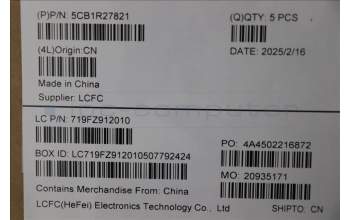 Lenovo 5CB1R27821 C-Cover with keyboard, Greek, Luna Grey, Backlight, US