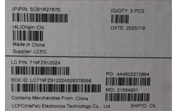 Lenovo 5CB1R27870 C-Cover with keyboard, Ukraine, Cosmic Blue, Non-Backlight, US