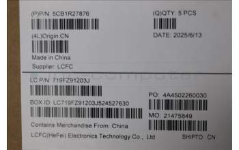 Lenovo 5CB1R27876 C-Cover with keyboard, US English Euro, Luna Grey, Non-Backlight, US