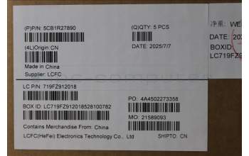 Lenovo 5CB1R27890 C-Cover with keyboard, Portuguese, Luna Grey, Non-Backlight, UK