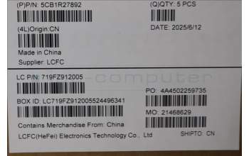 Lenovo 5CB1R27892 C-Cover with keyboard, Slovenian, Luna Grey, Non-Backlight, UK