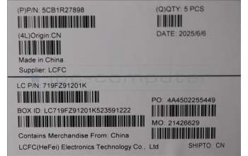 Lenovo 5CB1R27898 C-Cover with keyboard, UK English, Luna Grey, Non-Backlight, UK