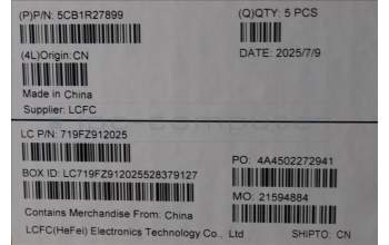 Lenovo 5CB1R27899 C-Cover with keyboard, Ukraine, Luna Grey, Non-Backlight, US