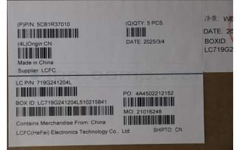 Lenovo 5CB1R37010 C-Cover with keyboard, Arabic, Arctic Grey, Non-Backlight, US