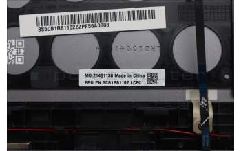 Lenovo 5CB1R61102 C-Cover with keyboard, English, Luna Grey, DIS, US